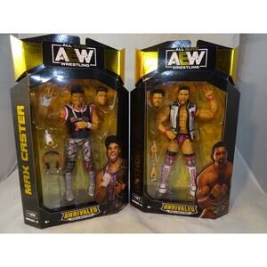 AEW Unrivaled 14 The Acclaimed Max Caster #129 & Anthony Bowens #127 Figures New